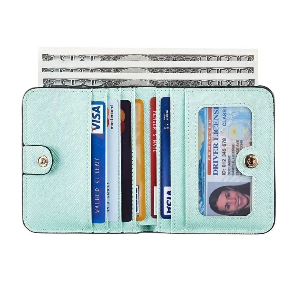 Teal Leather Compact Wallet - Picture 3 of 5